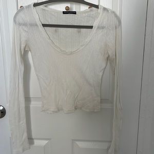 Vintage Brandy Melville White Cropped Long sleeve shirt
